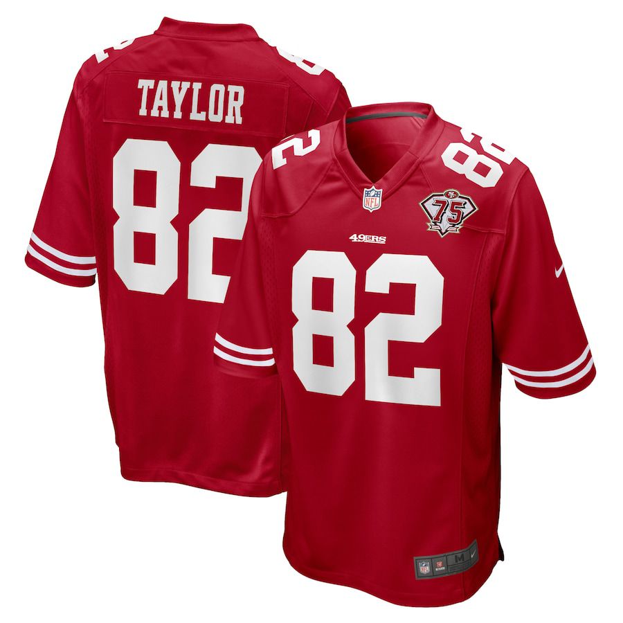 Men San Francisco 49ers #82 John Taylor Nike Scarlet 75th Anniversary Game Retired Player NFL Jersey->san francisco 49ers->NFL Jersey